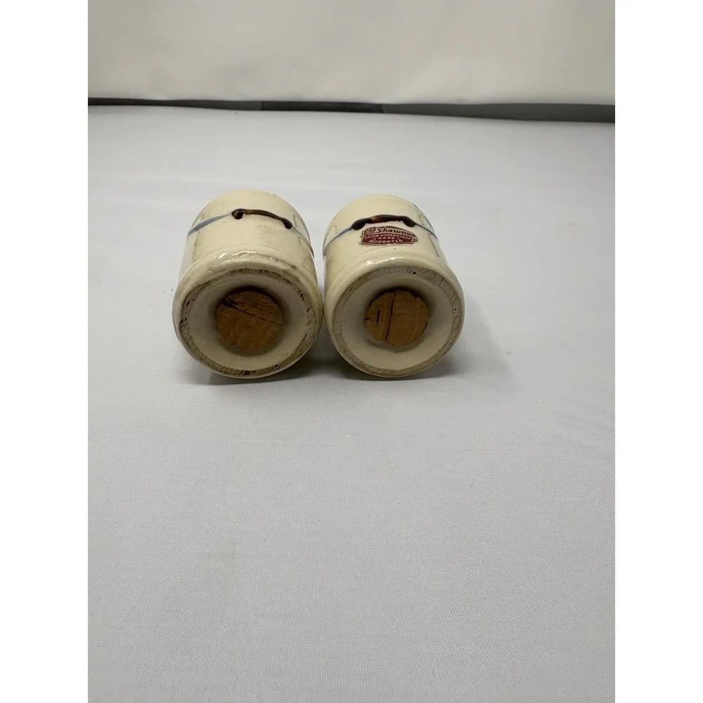 Vintage Shawnee Milk Cans Cottage Salt & Pepper Shakers White W/ Dot Flowers MCM